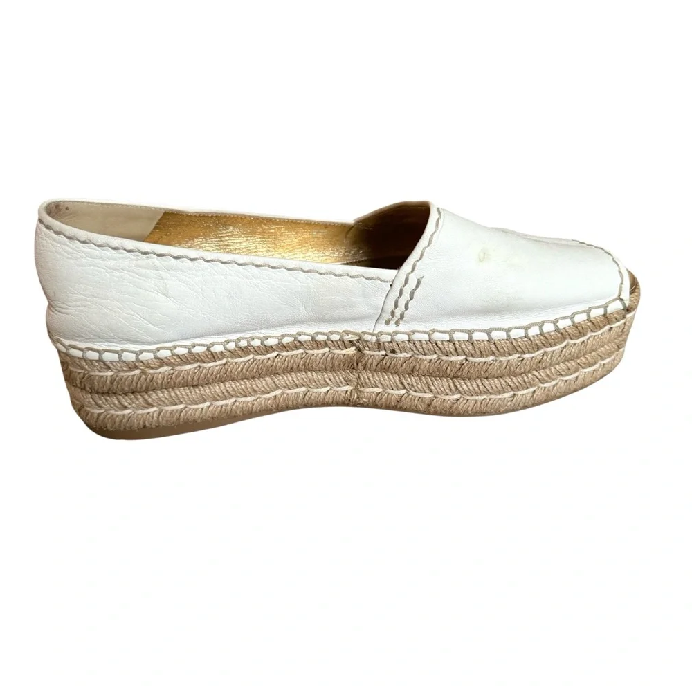 PRADA Platform Open Toe Espadrille White Nappa Leather